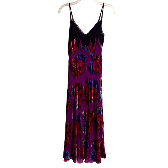 Betsey Johnson VTG Y2K 90s Floral Velvet Silk Sleeveless...